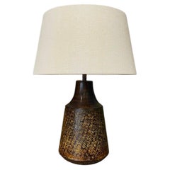 Contemporary Chinese Table Lamp, Textured Metal Base, Linen Shade, New