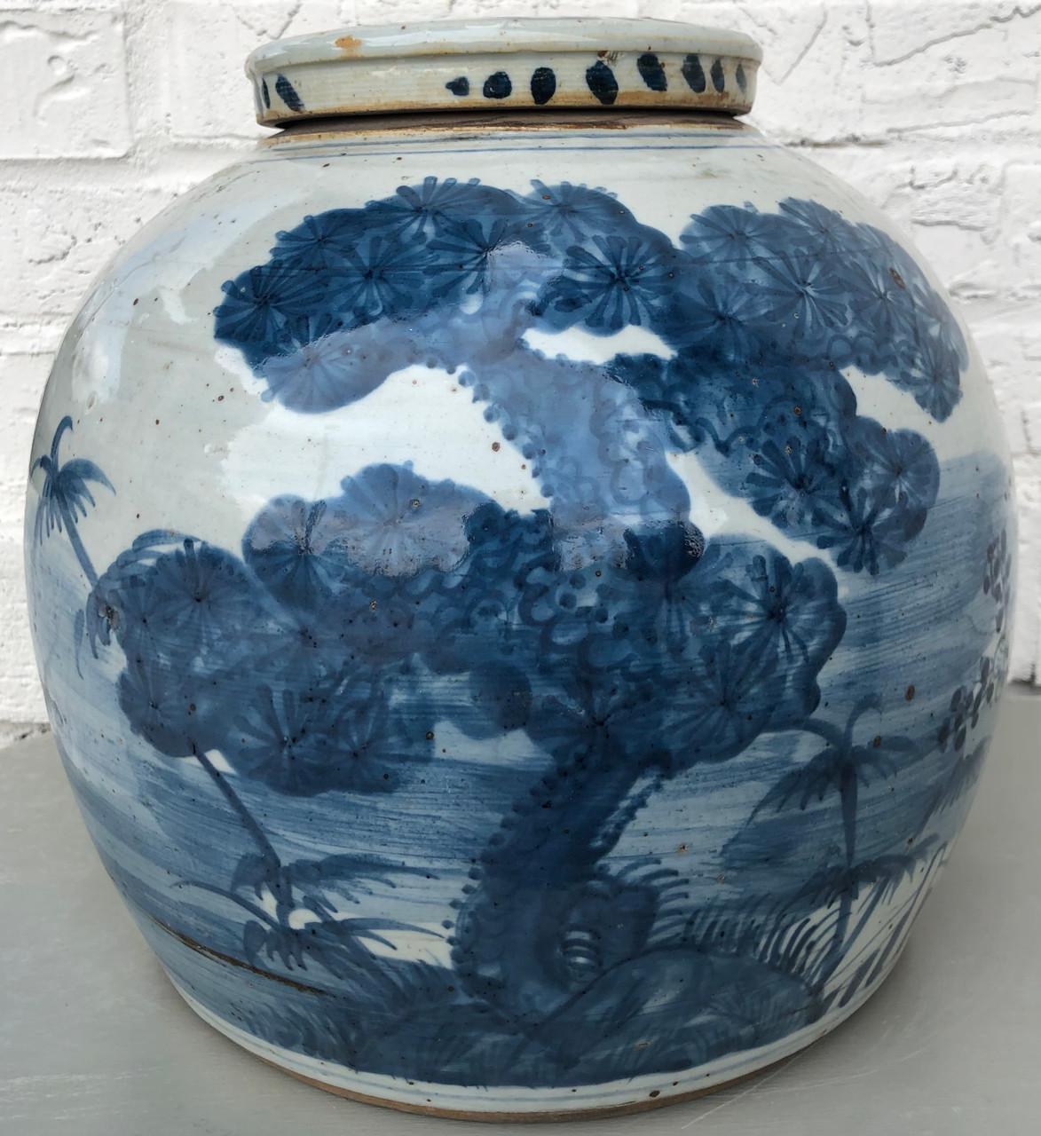 Hand-Crafted Contemporary Chinoiserie Lidded Ginger Jar