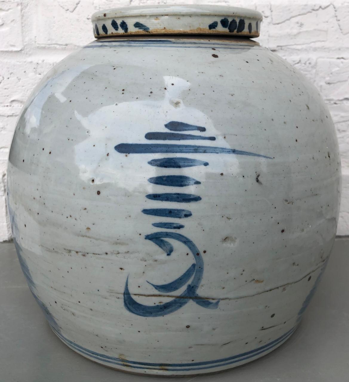 Ceramic Contemporary Chinoiserie Lidded Ginger Jar