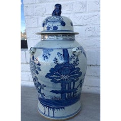 Contemporary Chinoiserie Temple Jar With Floral Motif
