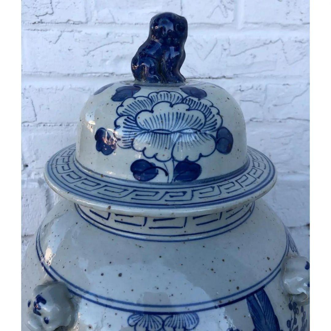 Chinese Contemporary Chinoiserie Temple Jar With Floral Motif For Sale