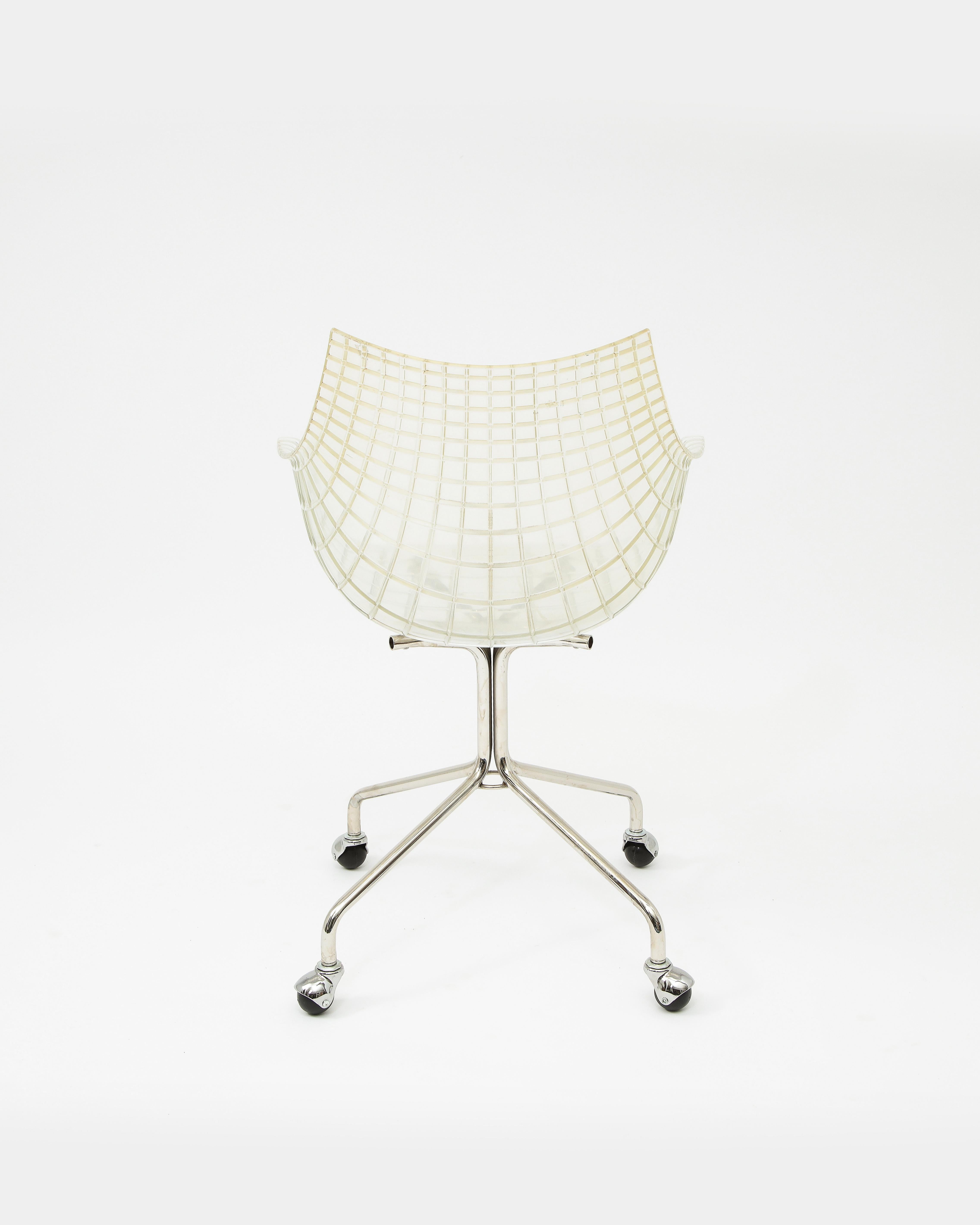 Contemporary Chrome and Acrylic Italian Driade Desk Chairs 4
