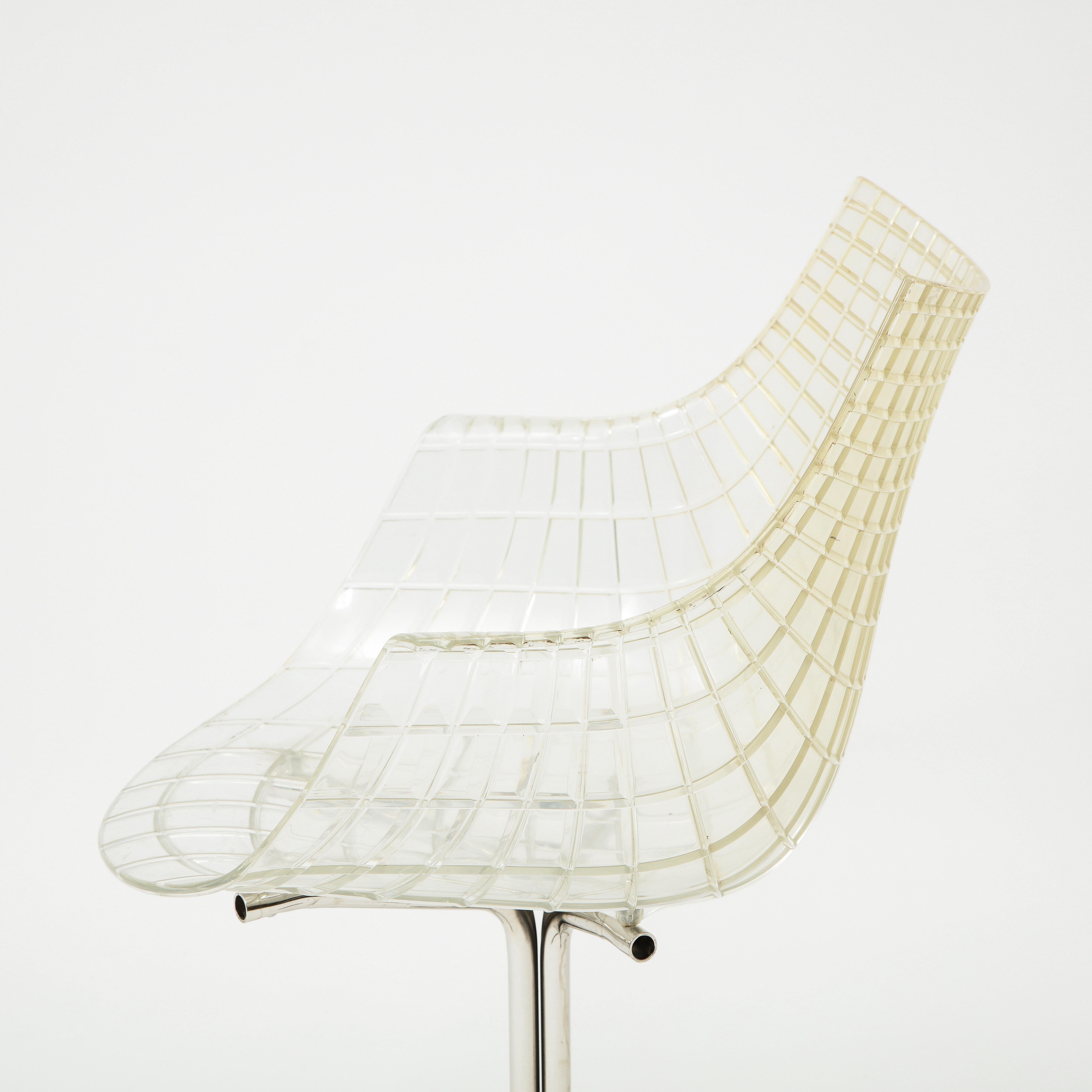 Contemporary Chrome and Acrylic Italian Driade Desk Chairs 2