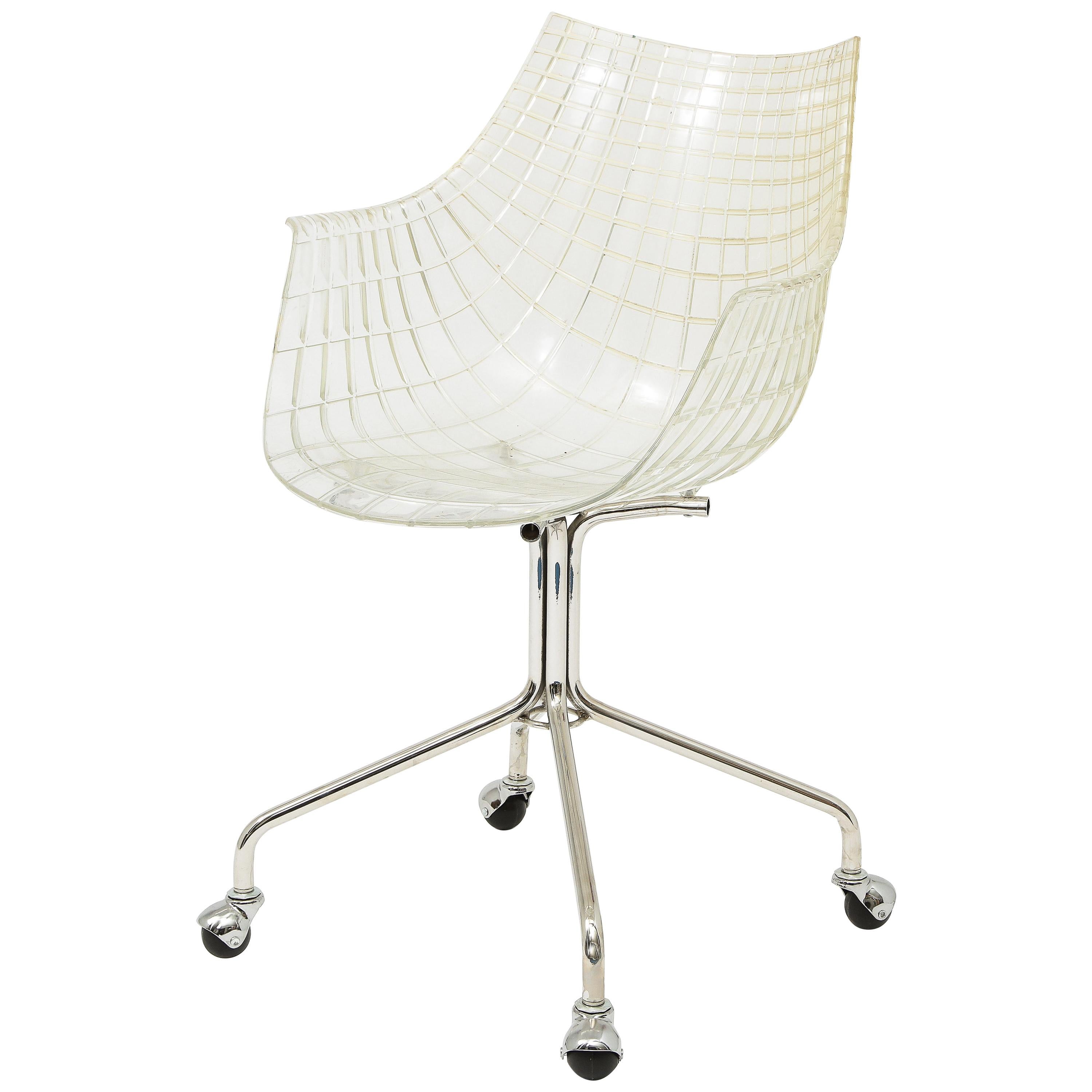 Contemporary Chrome and Acrylic Italian Driade Desk Chairs