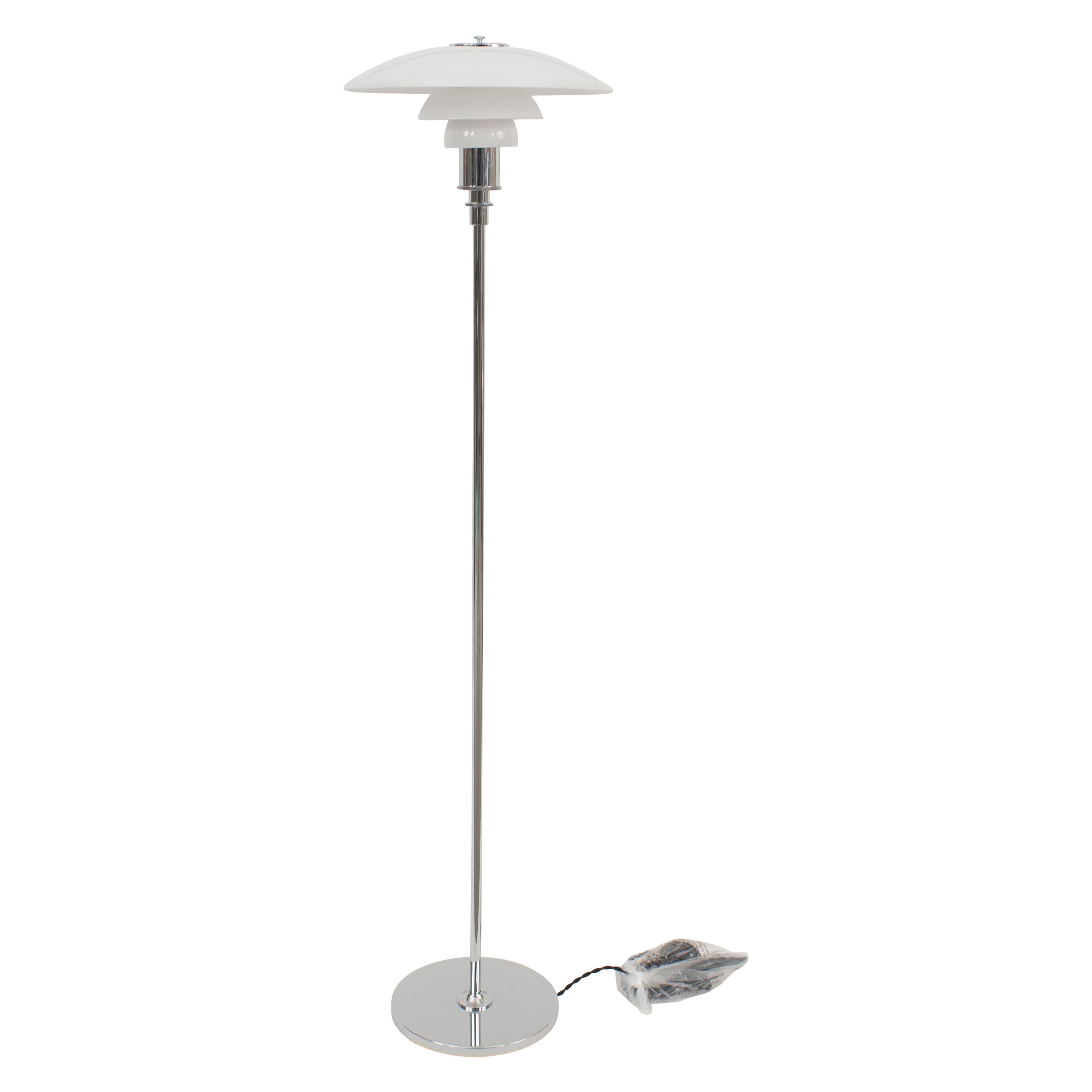 Contemporary Chrome and Frosted Glass Floor Lamp