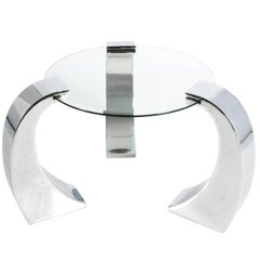 Contemporary Chrome and Glass Circular Table