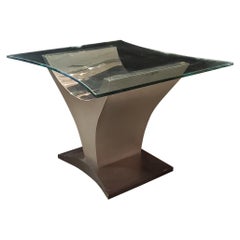 Contemporary Chrome and Glass Side Table