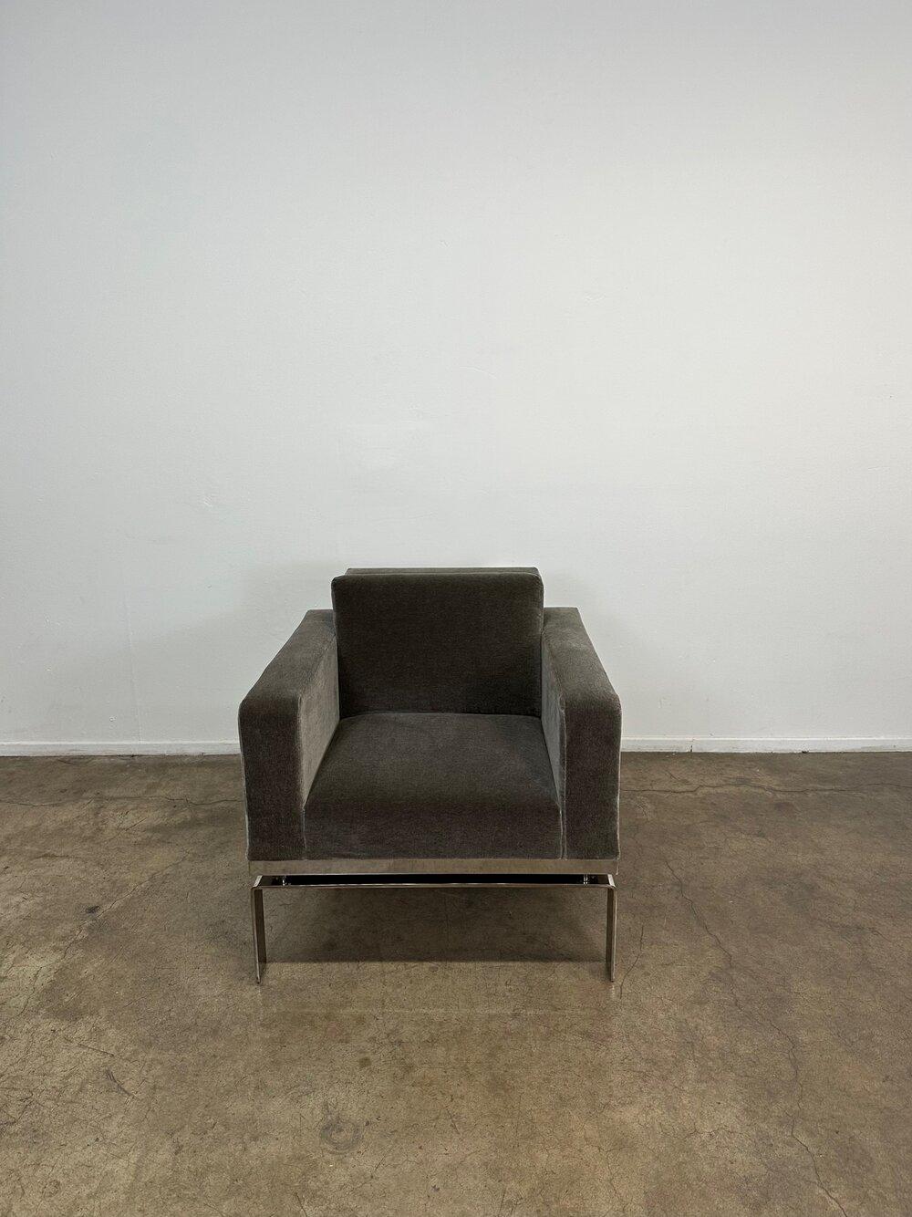 Modern Contemporary Chrome and Mohair Lounge Chair by Martin Bratrud Series One