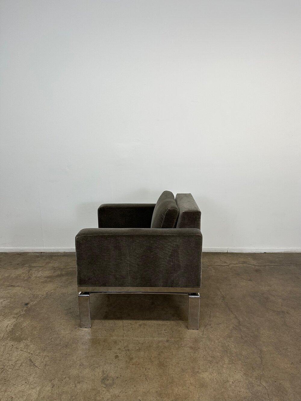 Contemporary Chrome and Mohair Lounge Chair by Martin Bratrud Series One In Good Condition In Los Angeles, CA