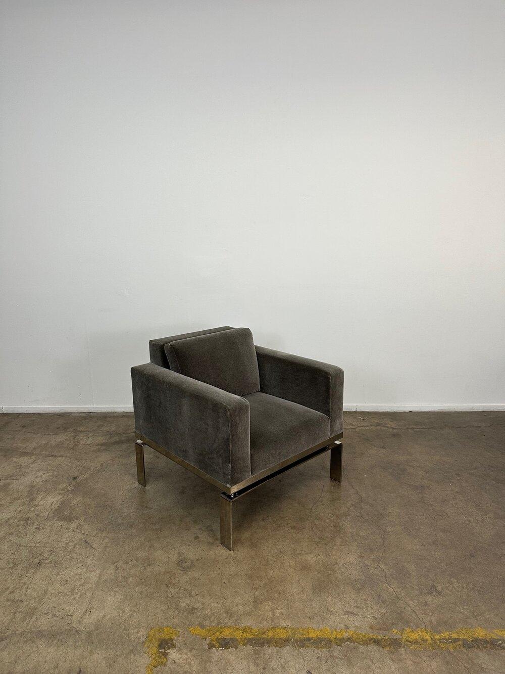 Velvet Contemporary Chrome and Mohair Lounge Chair by Martin Bratrud Series One