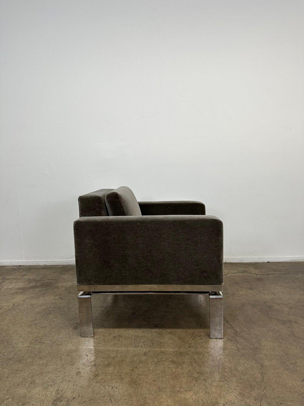 Contemporary Chrome and Mohair Lounge Chair by Martin Bratrud Series One 1