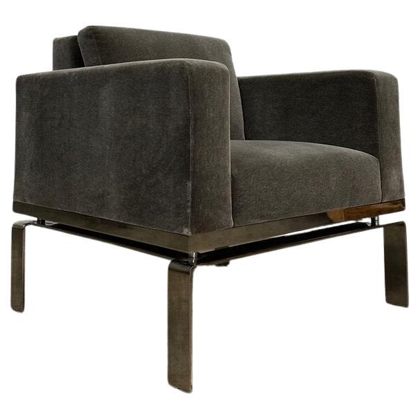 Contemporary Chrome and Mohair Lounge Chair by Martin Bratrud Series One