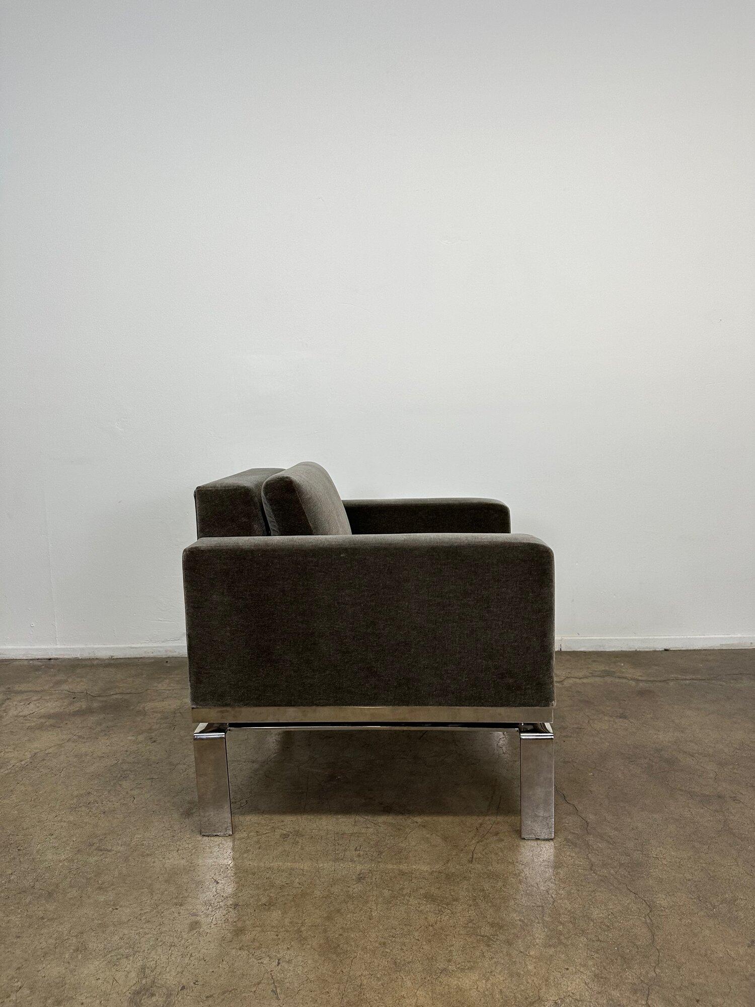 Contemporary Chrome and Mohair Lounge Chair by Martin Brattrud Series One 5