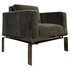 Contemporary Chrome and Mohair Lounge Chair by Martin Brattrud Series One