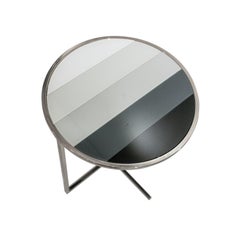 Modern Upgraded Chromed Steel Grey Color Glass Round Center Table, Italy, 1970