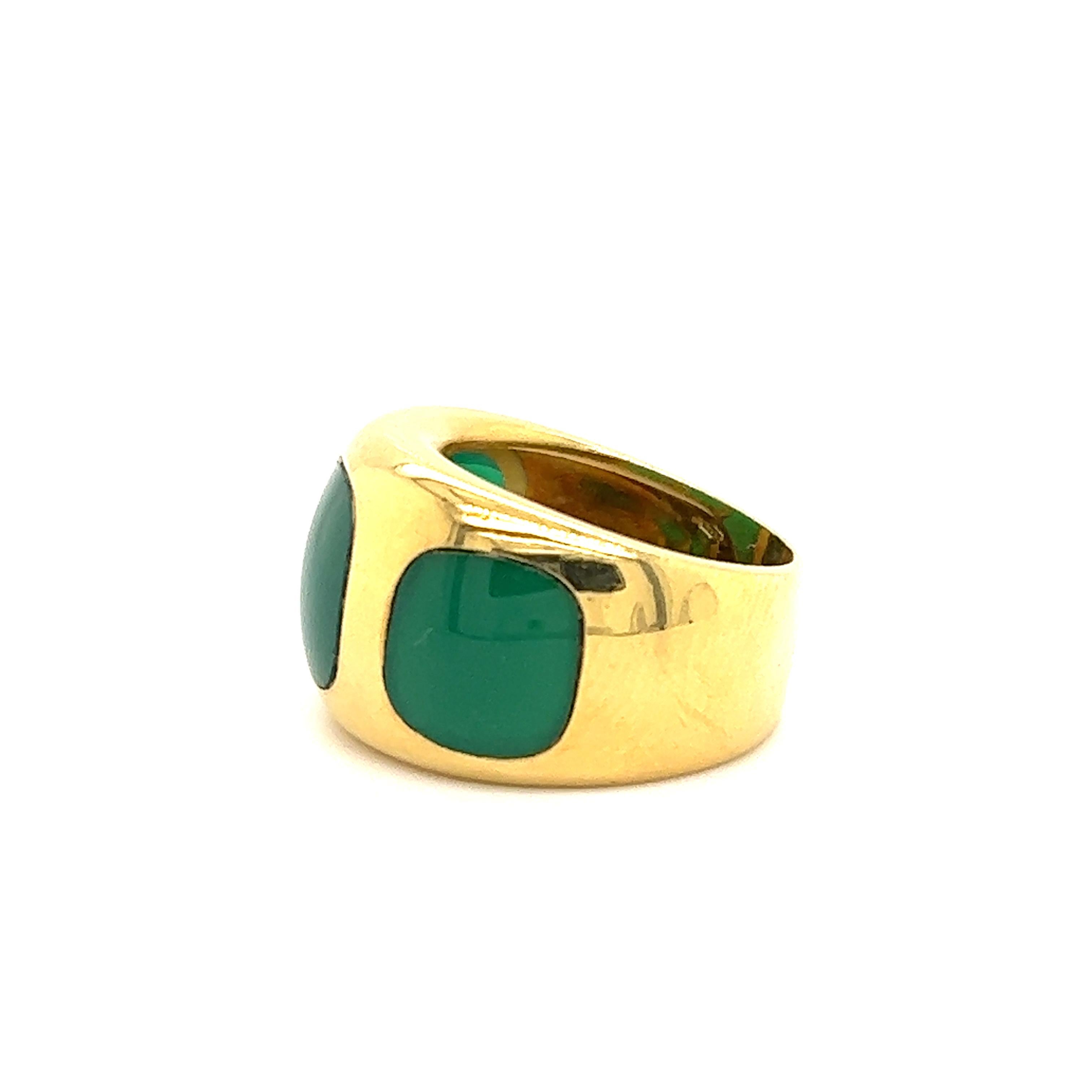 Mixed Cut Contemporary Chrysoprase Gemstone 18k Yellow Gold Italian Cocktail Ring