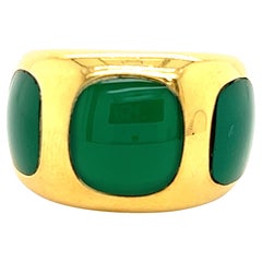 Zeitgenössischer italienischer Cocktailring mit Chrysopras-Edelstein aus 18k Gelbgold