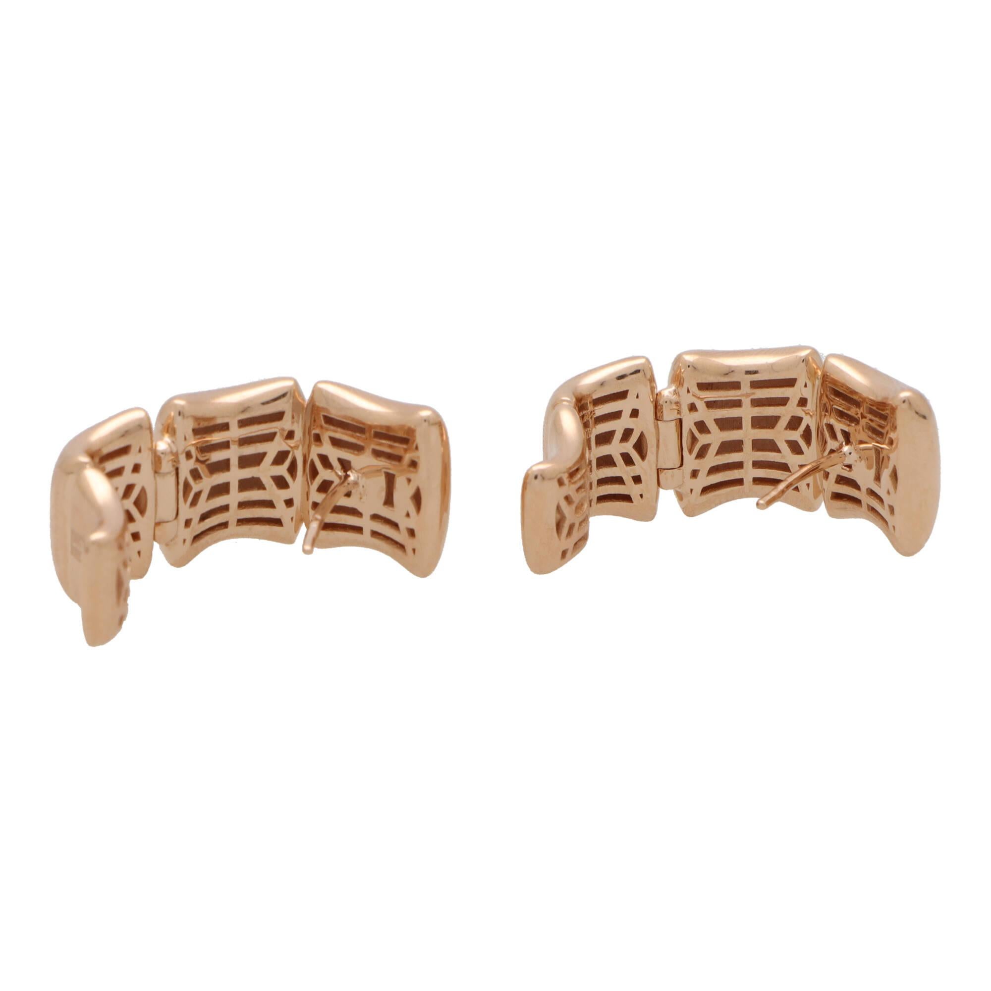 Modern Contemporary Chunky Hoop Earrings in 18k Rose Gold For Sale