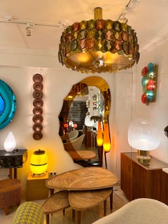 Contemporary Circle Candy Chandelier Brass and Murano Glass , Italy