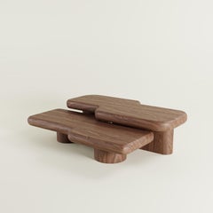 Contemporary Circuit Walnut Coffee Table Set