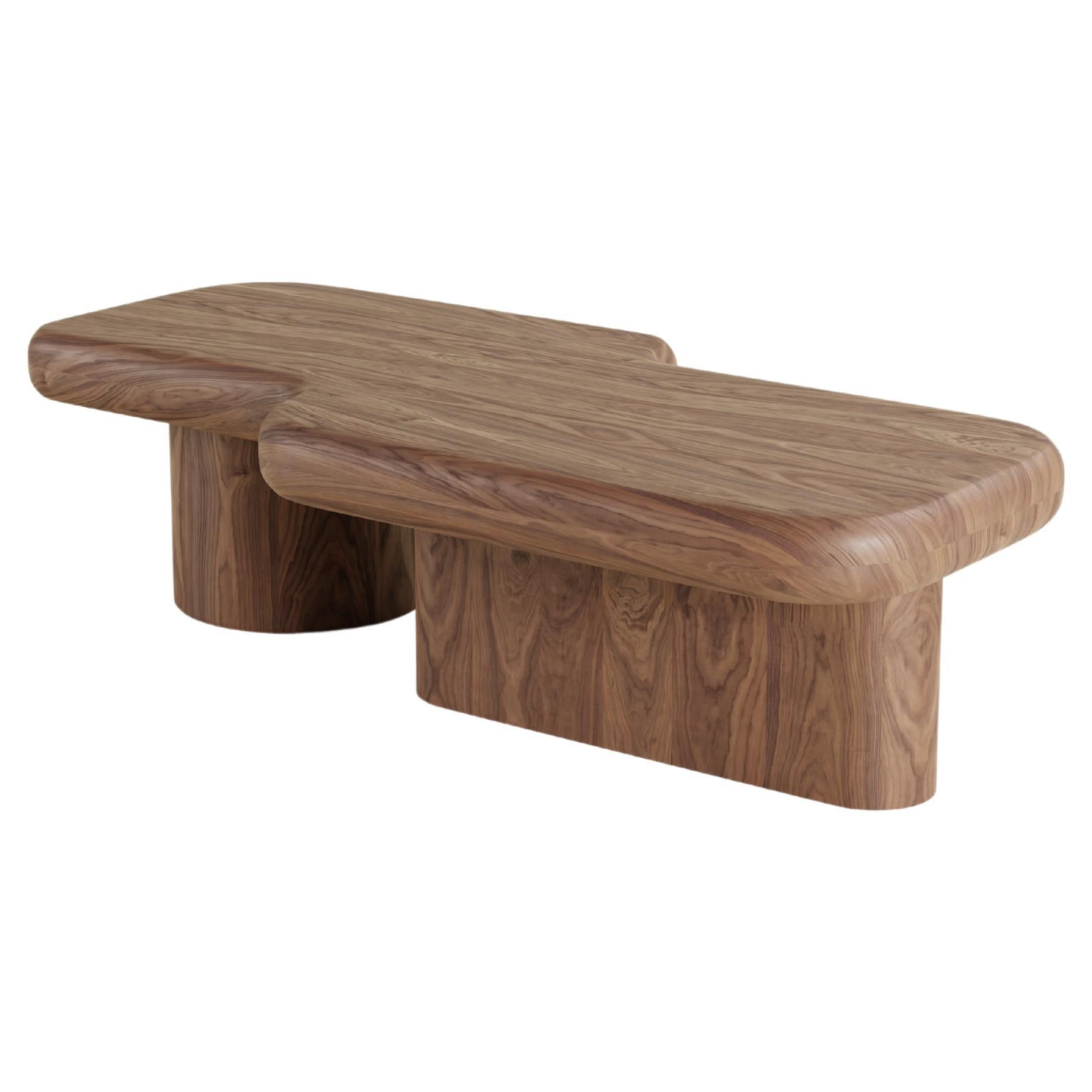 Contemporary Circuit Walnut High Coffee Table  For Sale