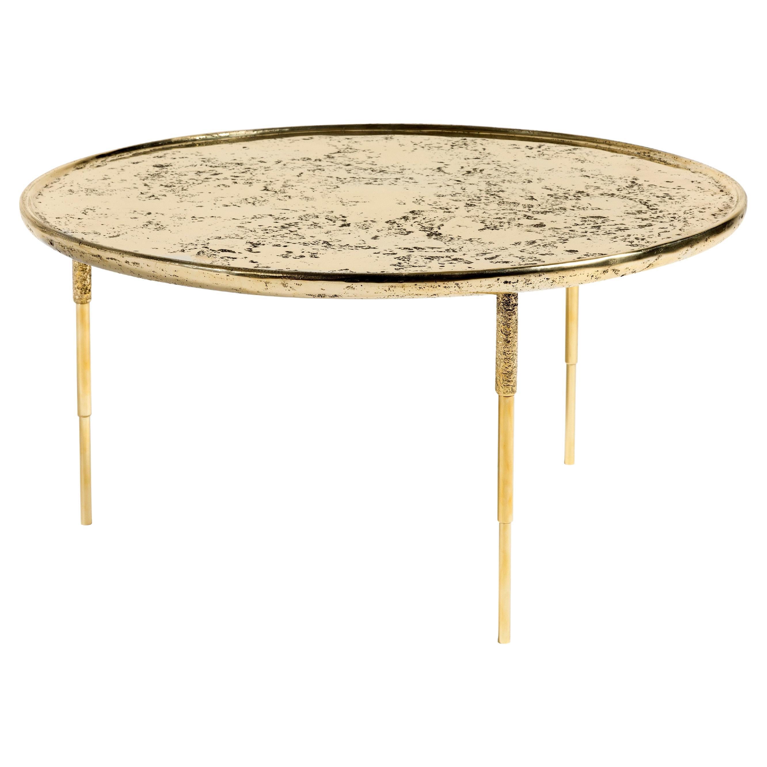 Contemporary Coffee Table by Hessentia in brass casting with sculptural texture