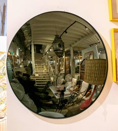 Contemporary Circular Convex Mirrors with Black Frame, 90 cm Diameter