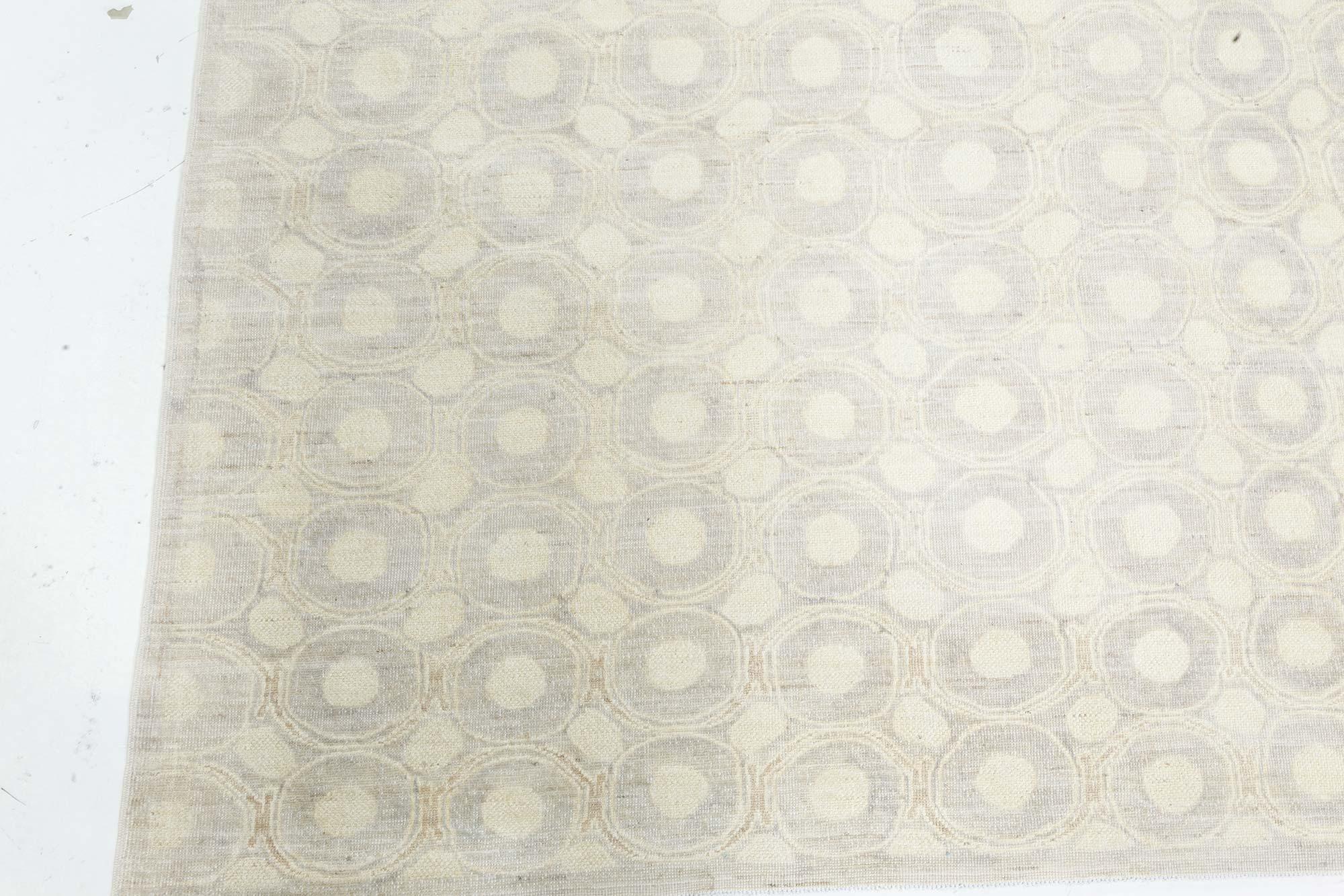 Indian Contemporary Circular Design Handmade Silk Rug by Doris Leslie Blau For Sale