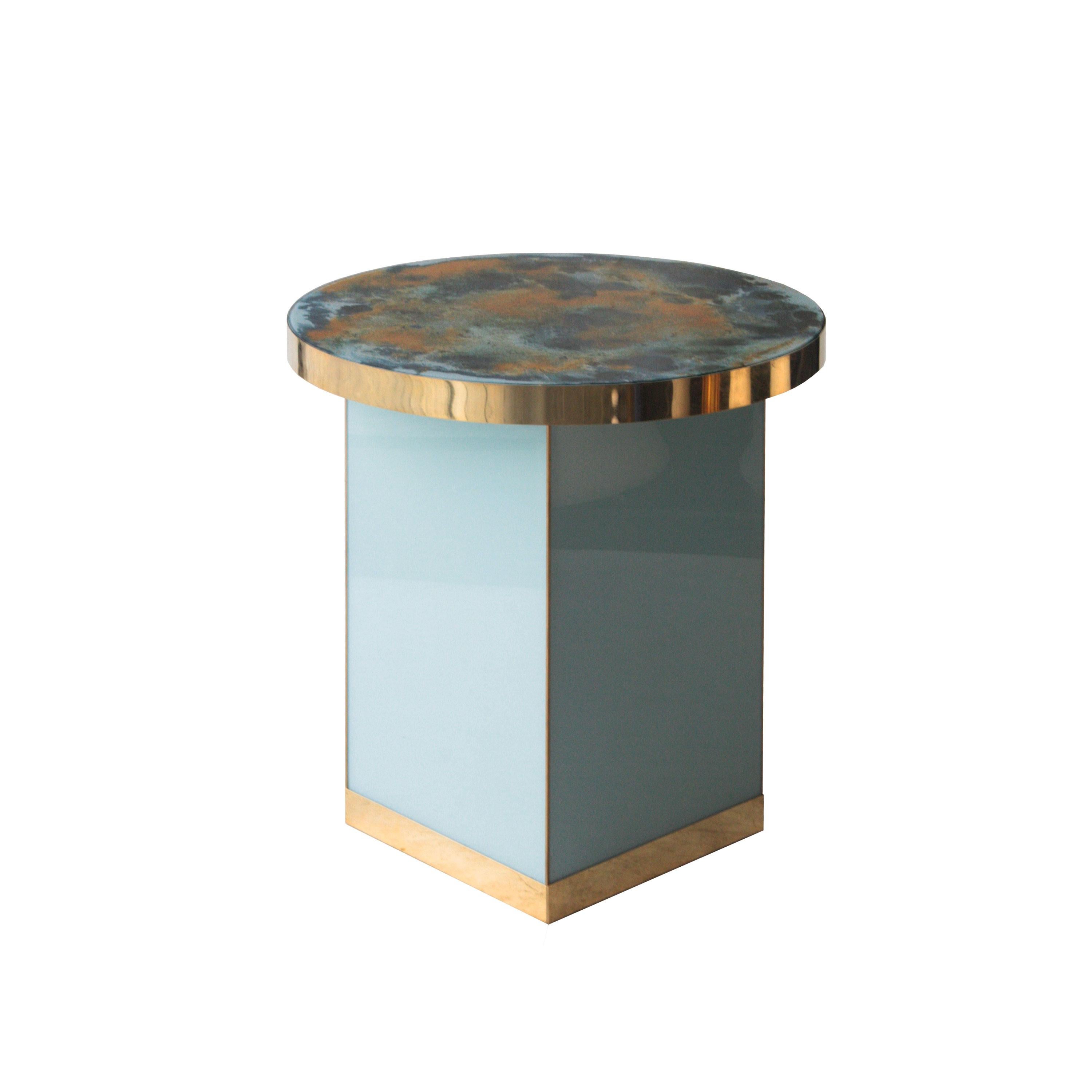 Contemporary Circular Green Blue Yellow Gold Crystal Spanish Side Table, 2016 3