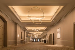Contemporary Circular Large Lohja LED Three-Ring Chandelier in Polished Brass