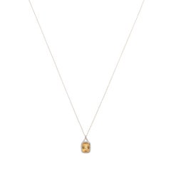 Contemporary Citrine and Diamond Pendant Necklace in Yellow Gold