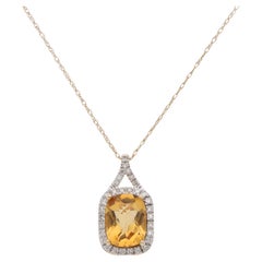 Contemporary Citrin und Diamant Anhänger Halskette in Gelbgold