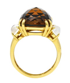 Contemporary Citrine Moonstone 18 Karat Yellow Gold Gemstone Ring