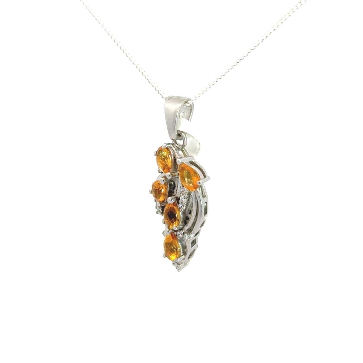 Pear Cut Contemporary Citrine Pear Gemstone Infinity Pendant for Her in Silver Jewelry For Sale