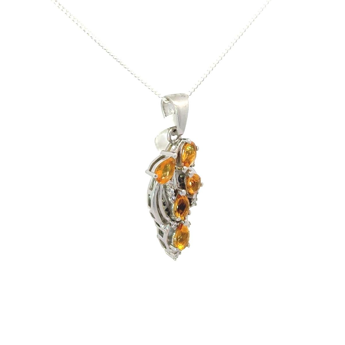 Women's Contemporary Citrine Pear Gemstone Infinity Pendant for Her in Silver Jewelry For Sale