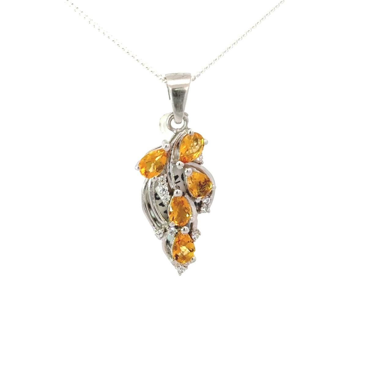 Contemporary Citrine Pear Gemstone Infinity Pendant for Her in Silver Jewelry For Sale 2