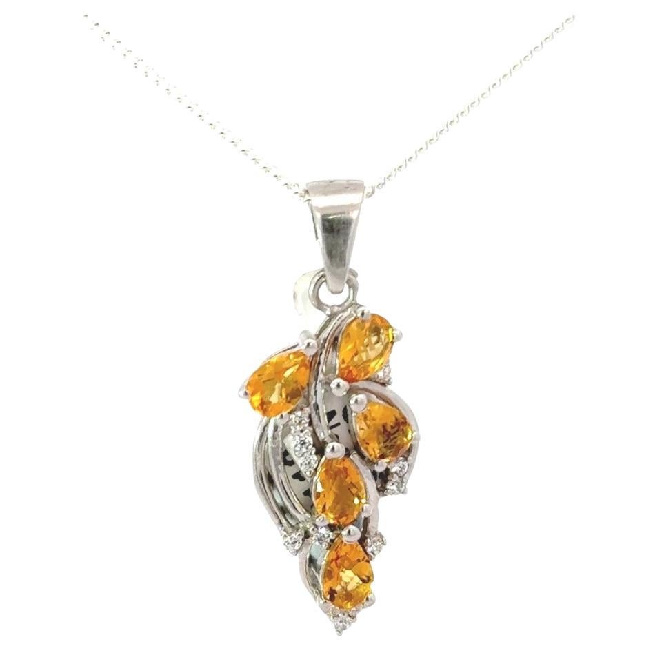 Contemporary Citrine Pear Gemstone Infinity Pendant for Her in Silver Jewelry For Sale