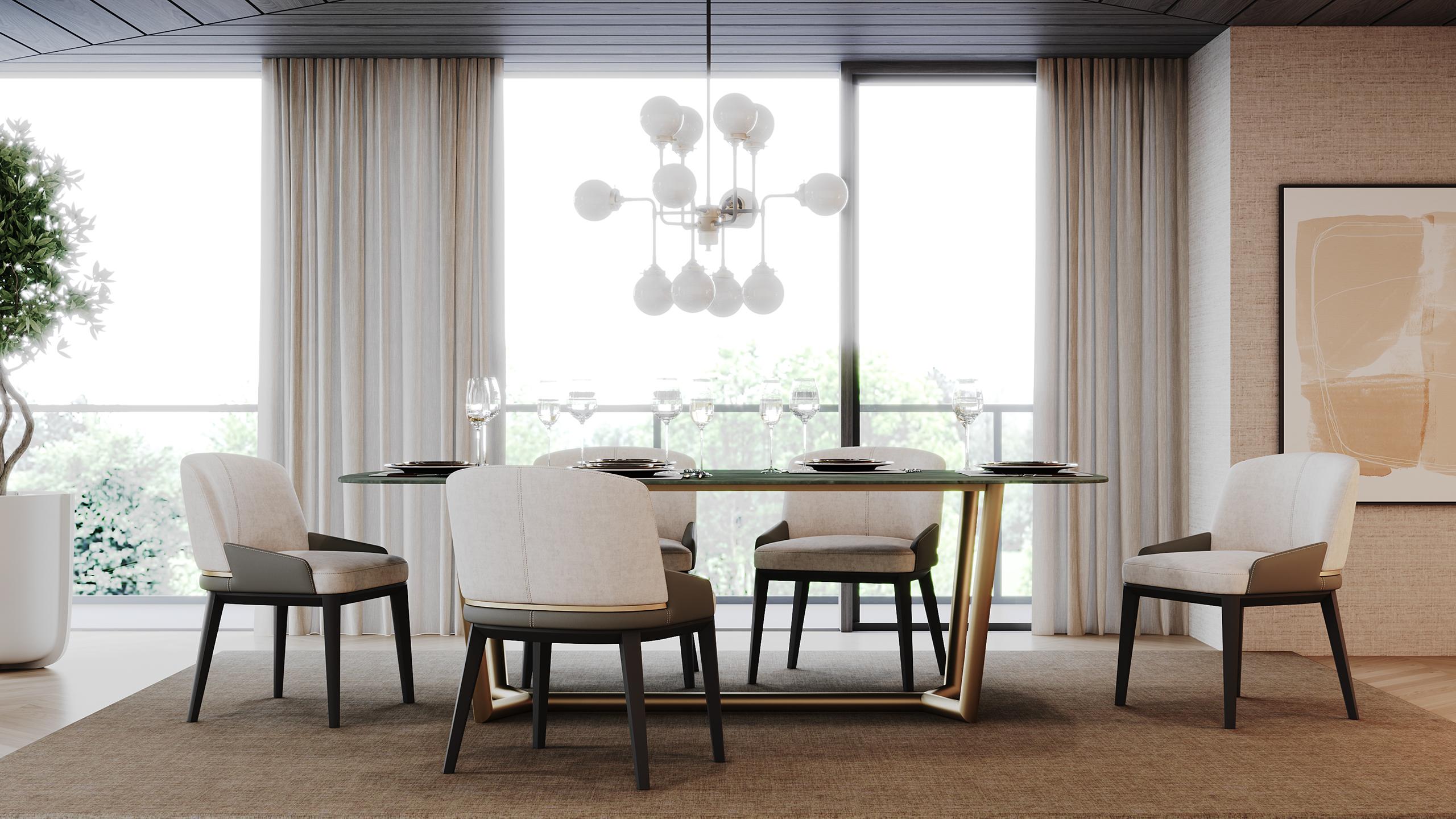 Clara chair embodies a perfect blend of grace and modernity, offering both exceptional comfort and elegant design. Its sleek, understated silhouette is complemented by a well-cushioned seat and a gently contoured backrest, ensuring a delightful
