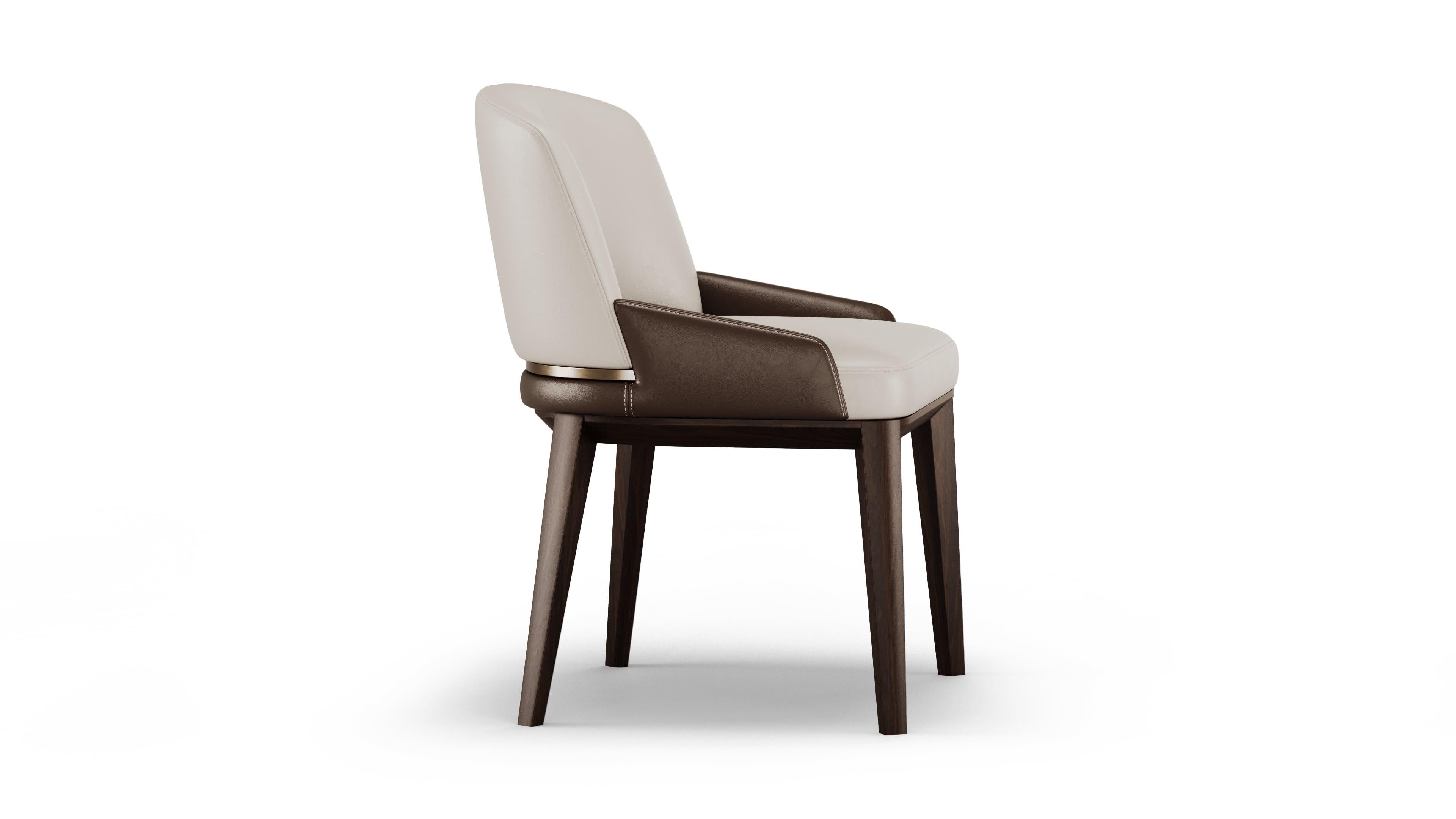 Brushed Contemporary Clara Chair in Dark Walnut For Sale