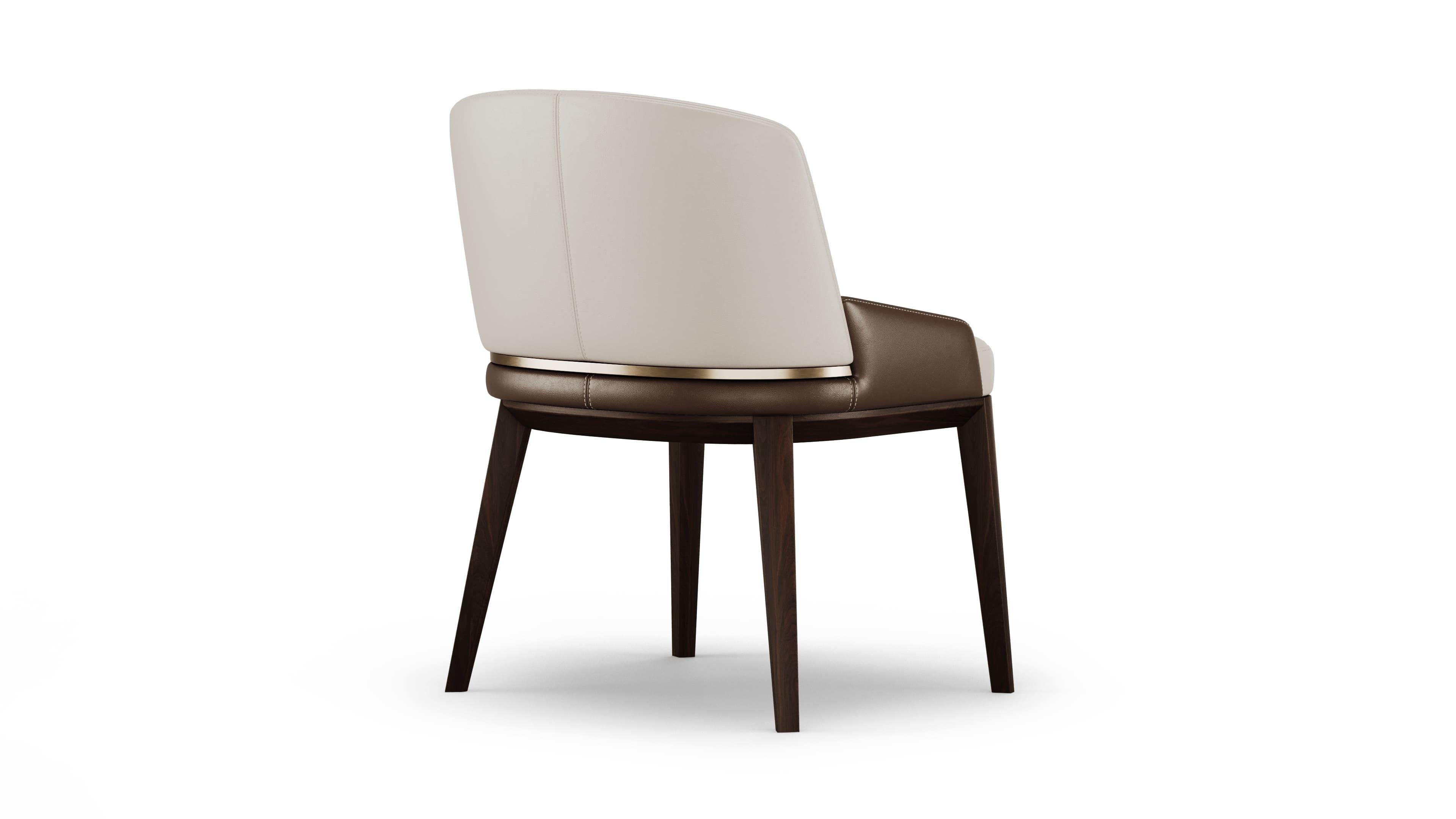 Contemporary Clara Chair in Dark Walnut In New Condition For Sale In Freamunde, PT