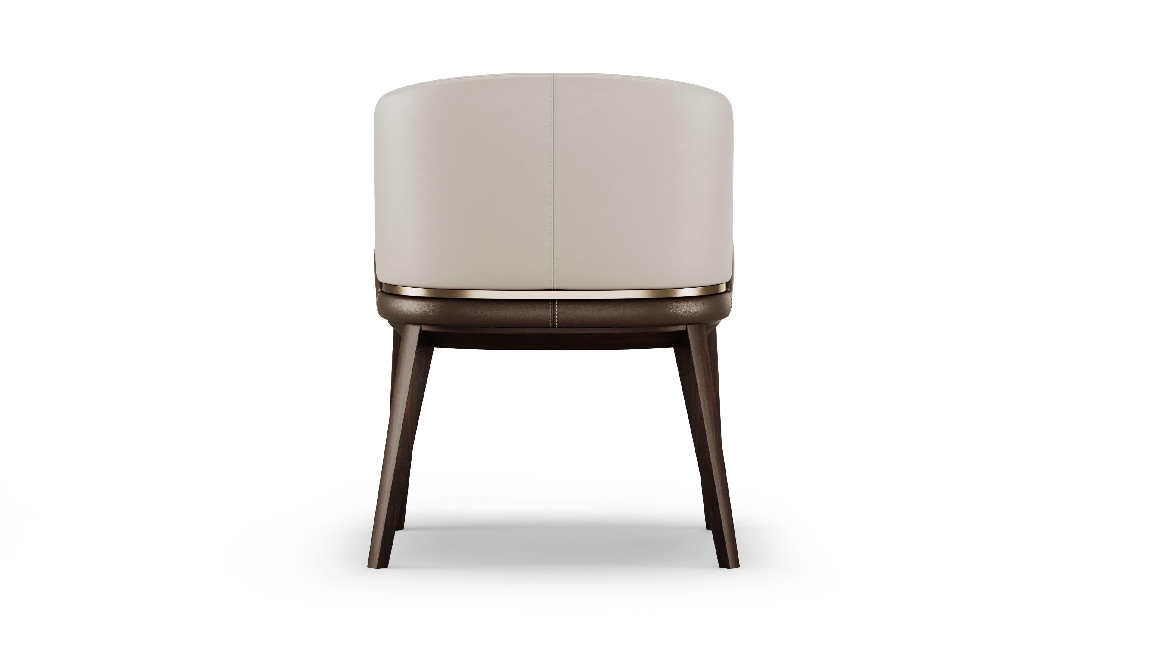 Brass Contemporary Clara Chair in Dark Walnut For Sale