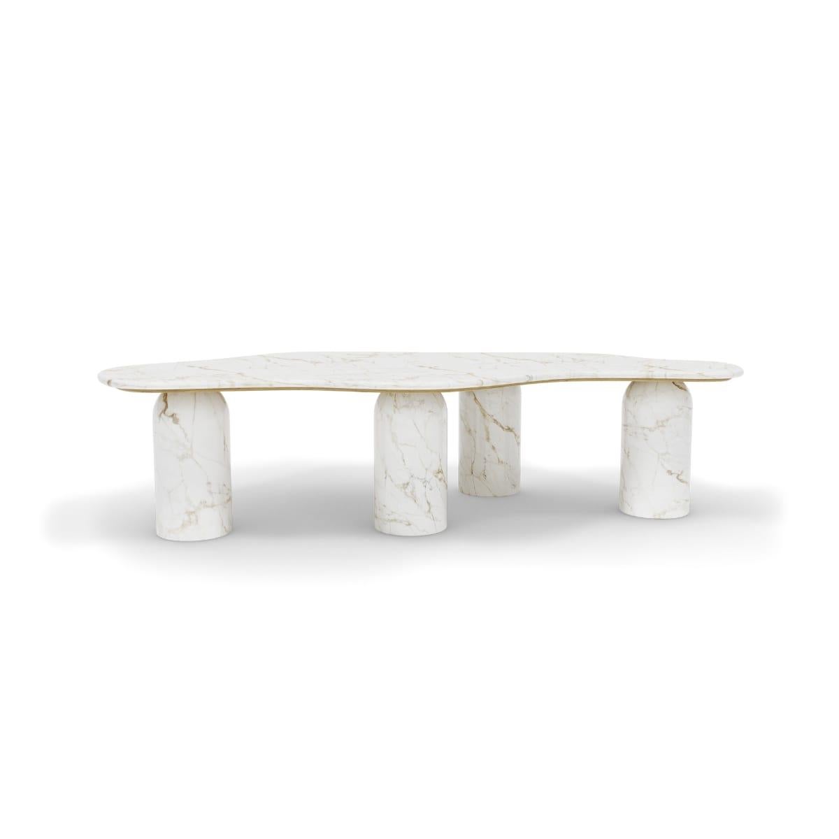 Modern Contemporary Classic Calacatta Gold Marble Table Big by Masquespacio For Sale