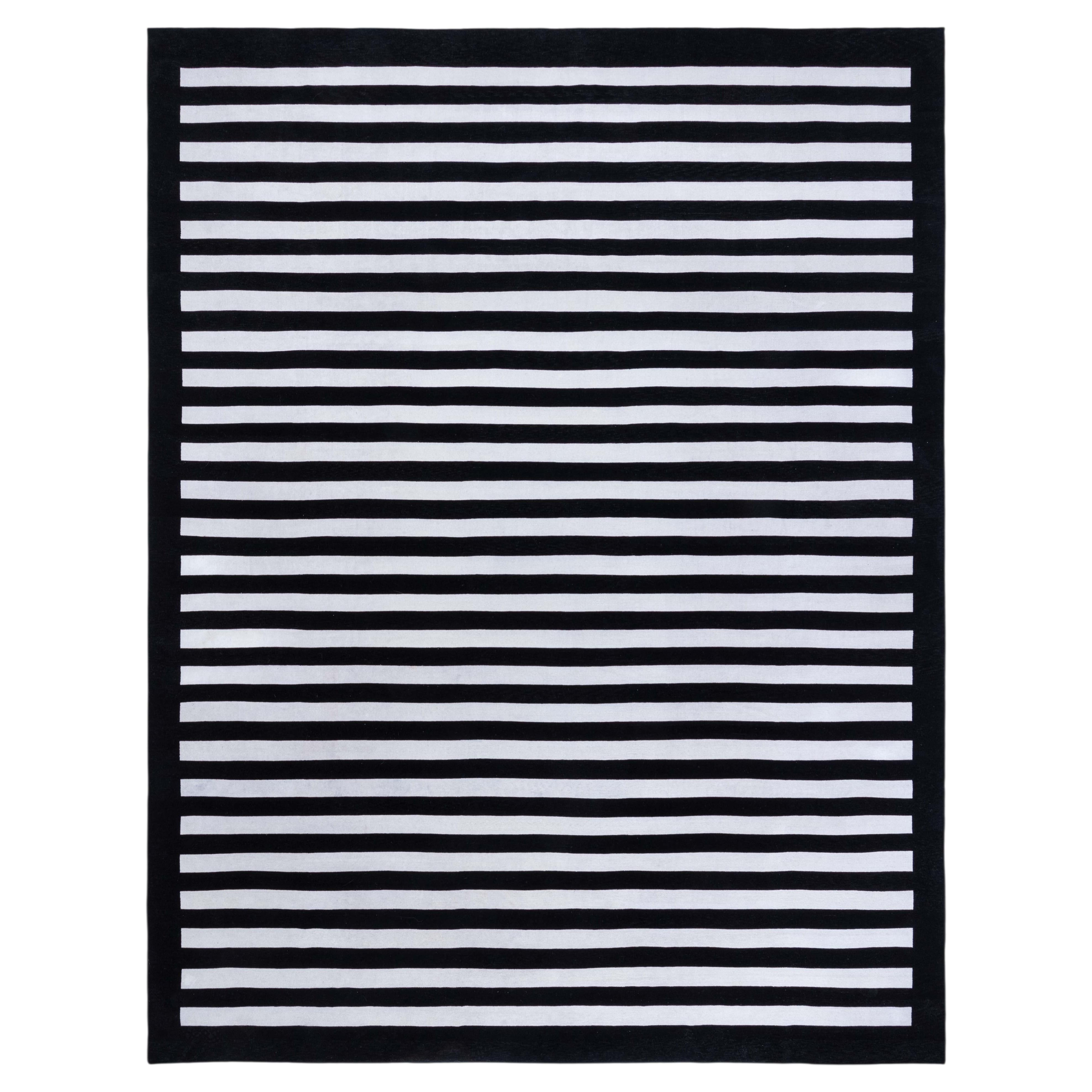 Contemporary Classic Striped Black and White Rug by Doris Leslie Blau