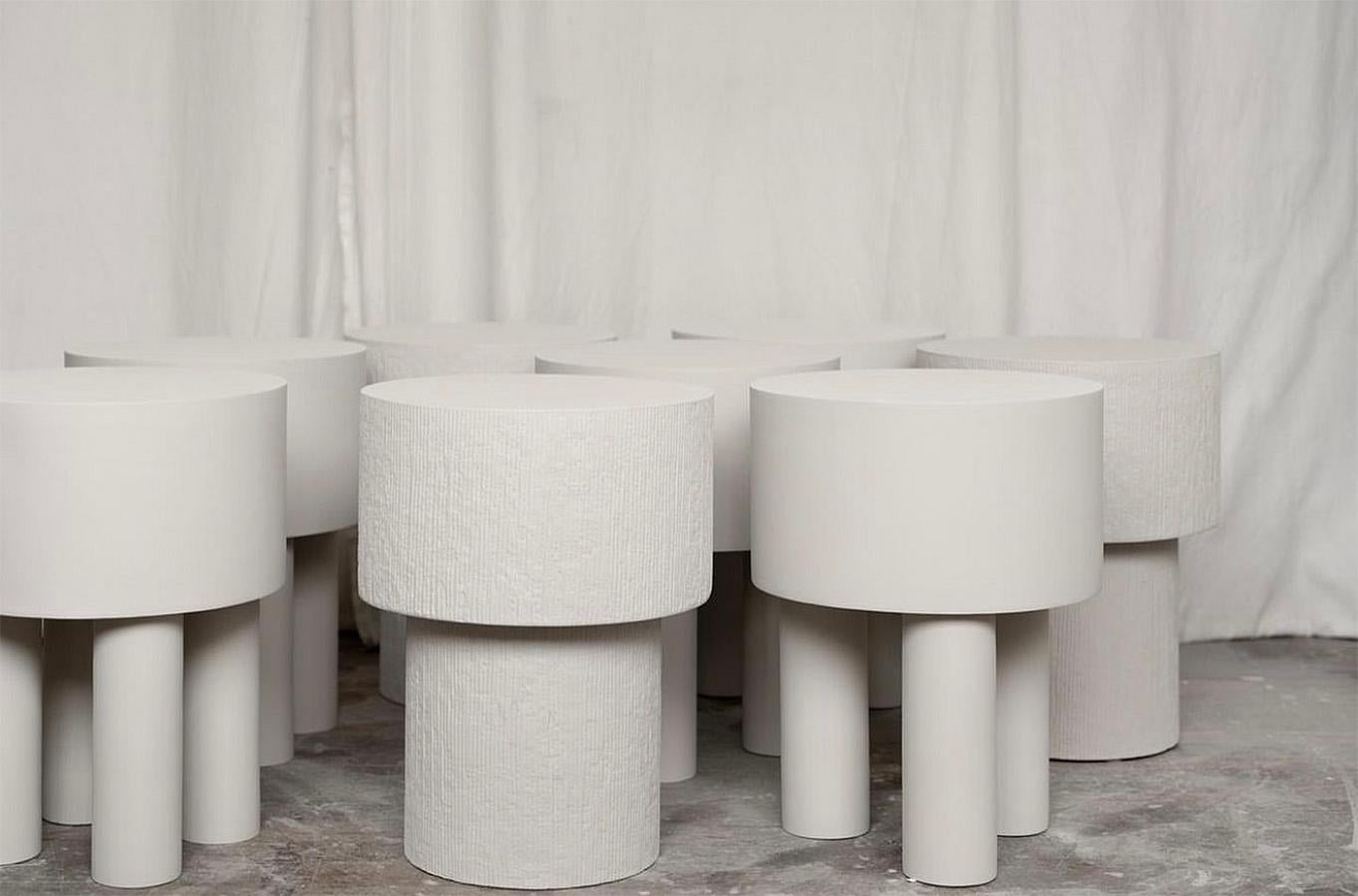 Modern Contemporary Clay Jesmonite Side Table, Pilotis 4 Legs by Malgorzata Bany For Sale