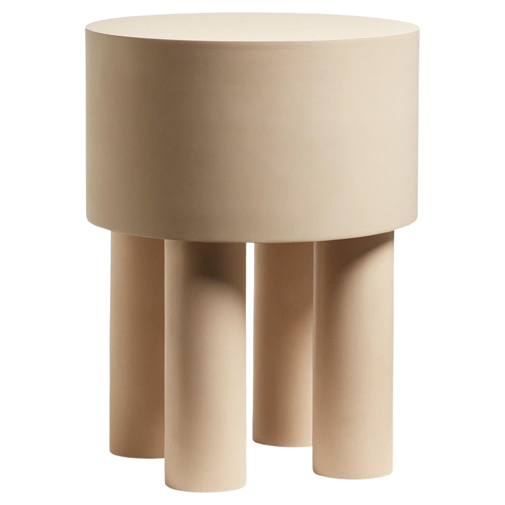 Contemporary Clay Jesmonite Side Table, Pilotis 4 Legs by Malgorzata Bany For Sale