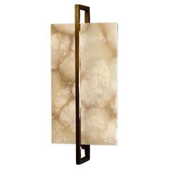 Contemporary Clean Italian Lines - Tile Wall Sconce in alabaster and bronze