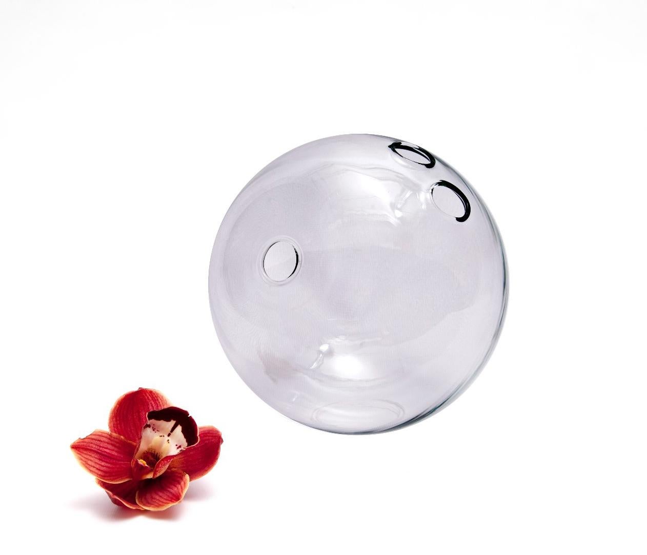Modern fferrone Contemporary Clear Glass Bowling Ball Decorative Sculpture Handmade