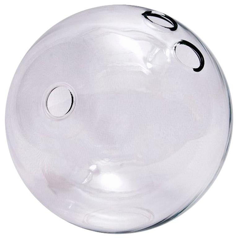 Contemporary Clear Glass Bowling Ball Decorative Sculpture Handmade, in Stock