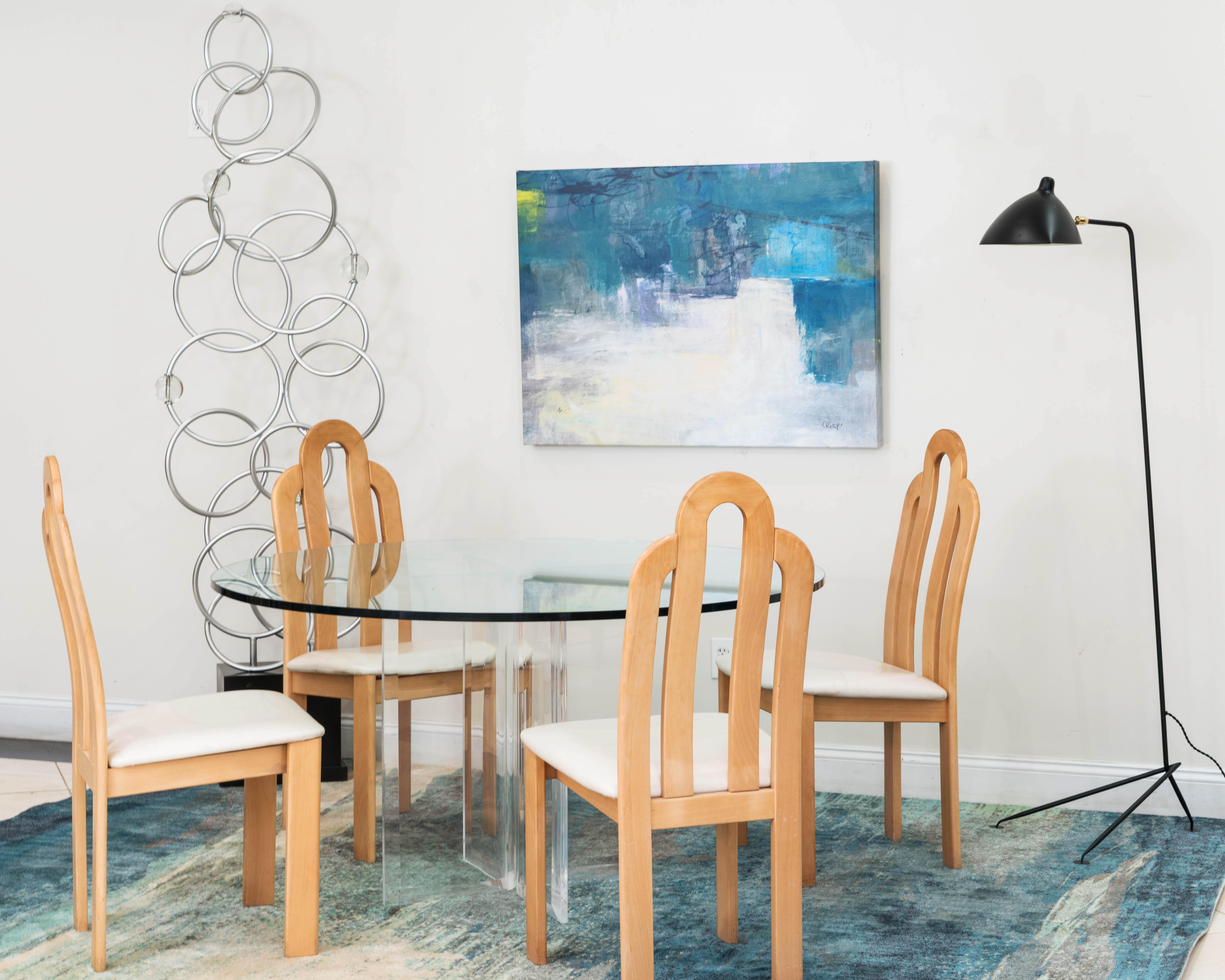 Modern Contemporary Clear Glass Dining Table For Sale