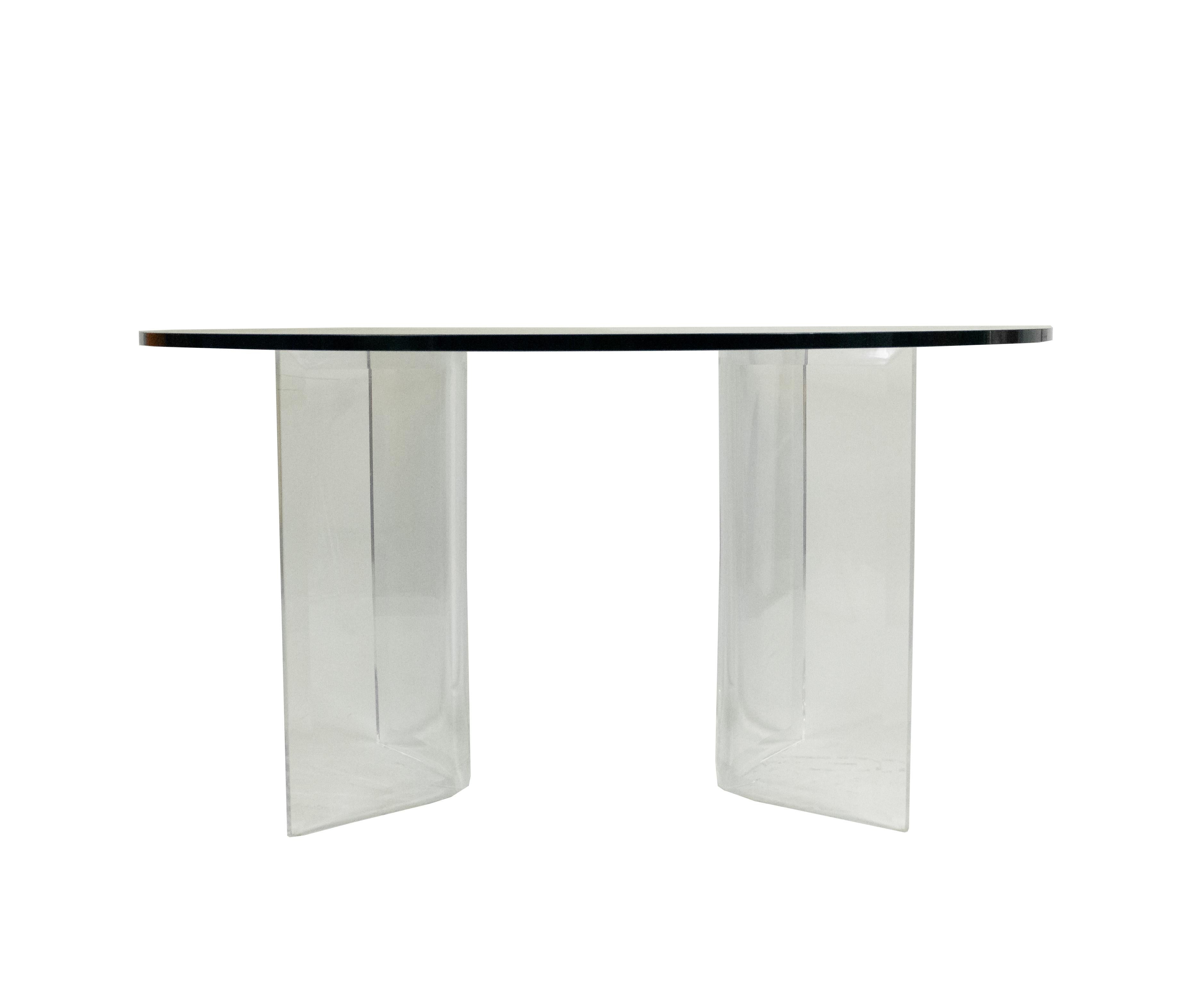 Unknown Contemporary Clear Glass Dining Table For Sale
